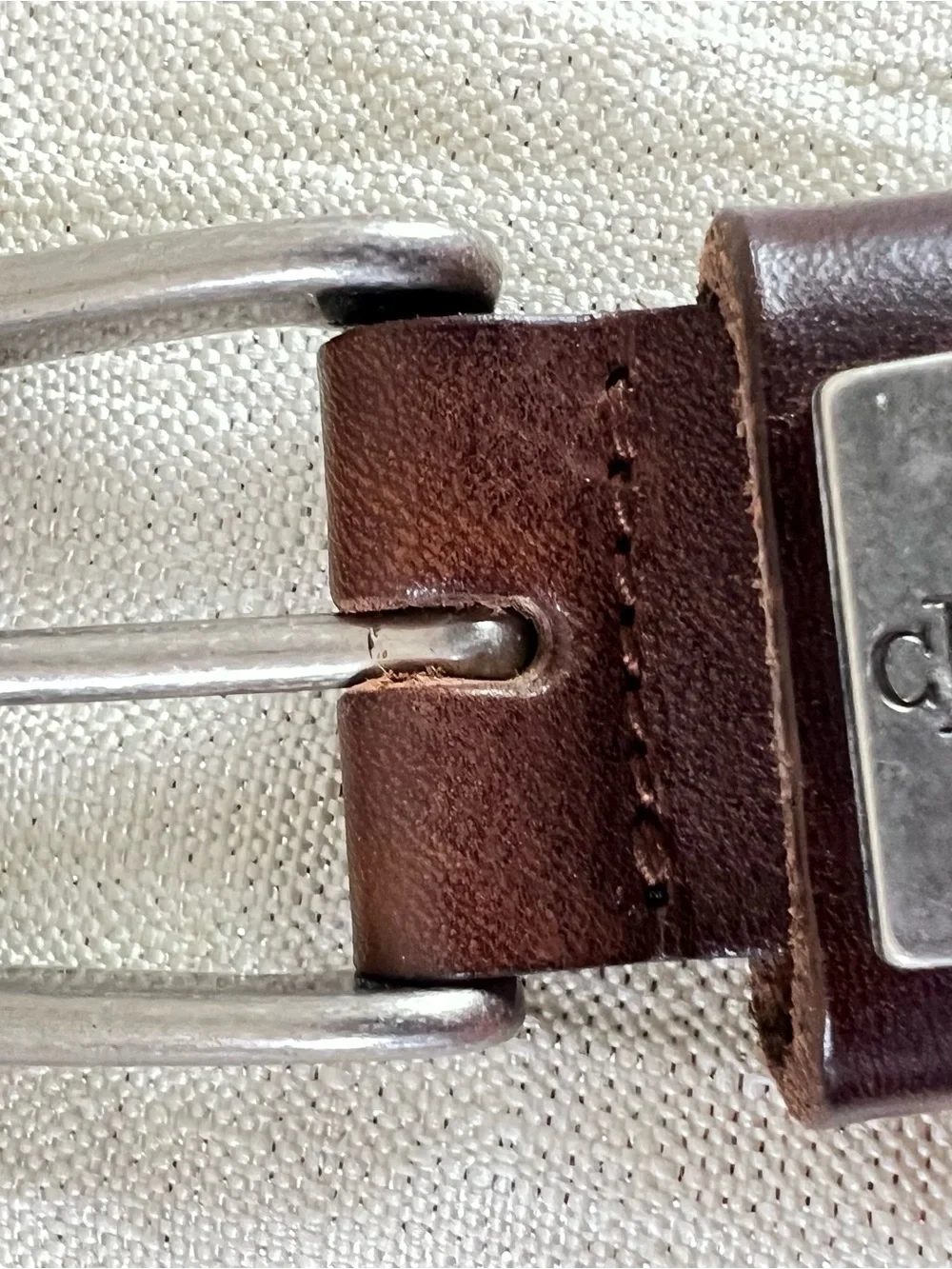 Calvin Klein CK Genuine Leather Brown Belt Solid Brass Buckle Medium